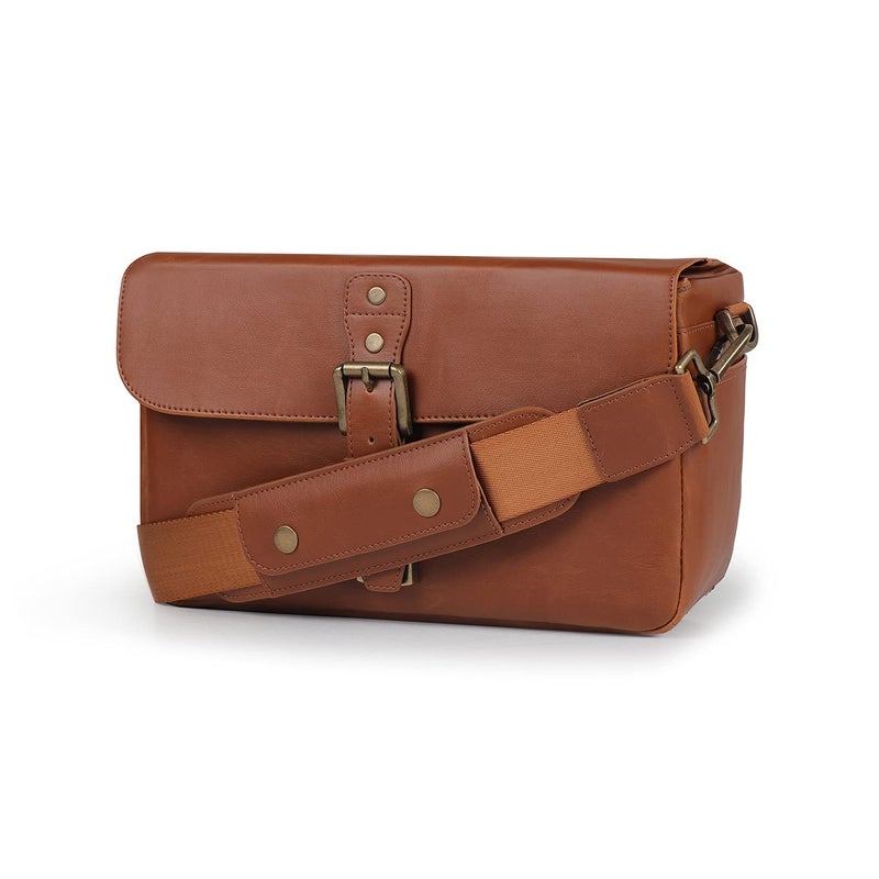 MegaGear MG1525 Leather Camera Messenger Bag for Mirrorless, Instant and DSLR Cameras - Light Brown, Compact,LightBrown - Image 1